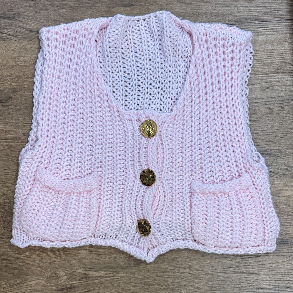 Fancy Soft Pink Knit Vest